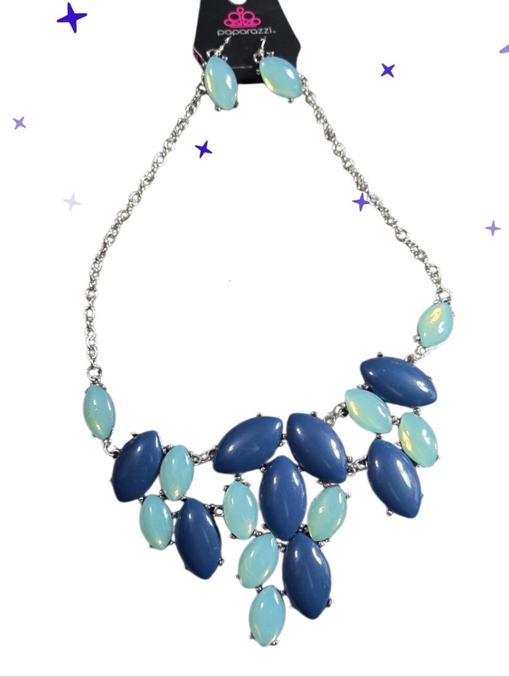 Paparazzi Navy & Aqua Marquise Bib Necklace